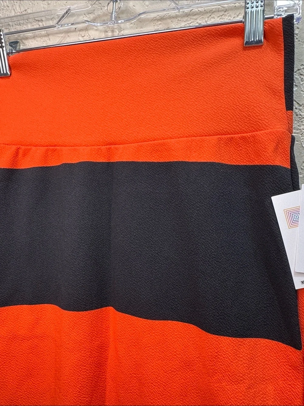 NWT LuLaRoe Cassie Pencil Skirt XS Orange Black Striped Stretch Textured Midi